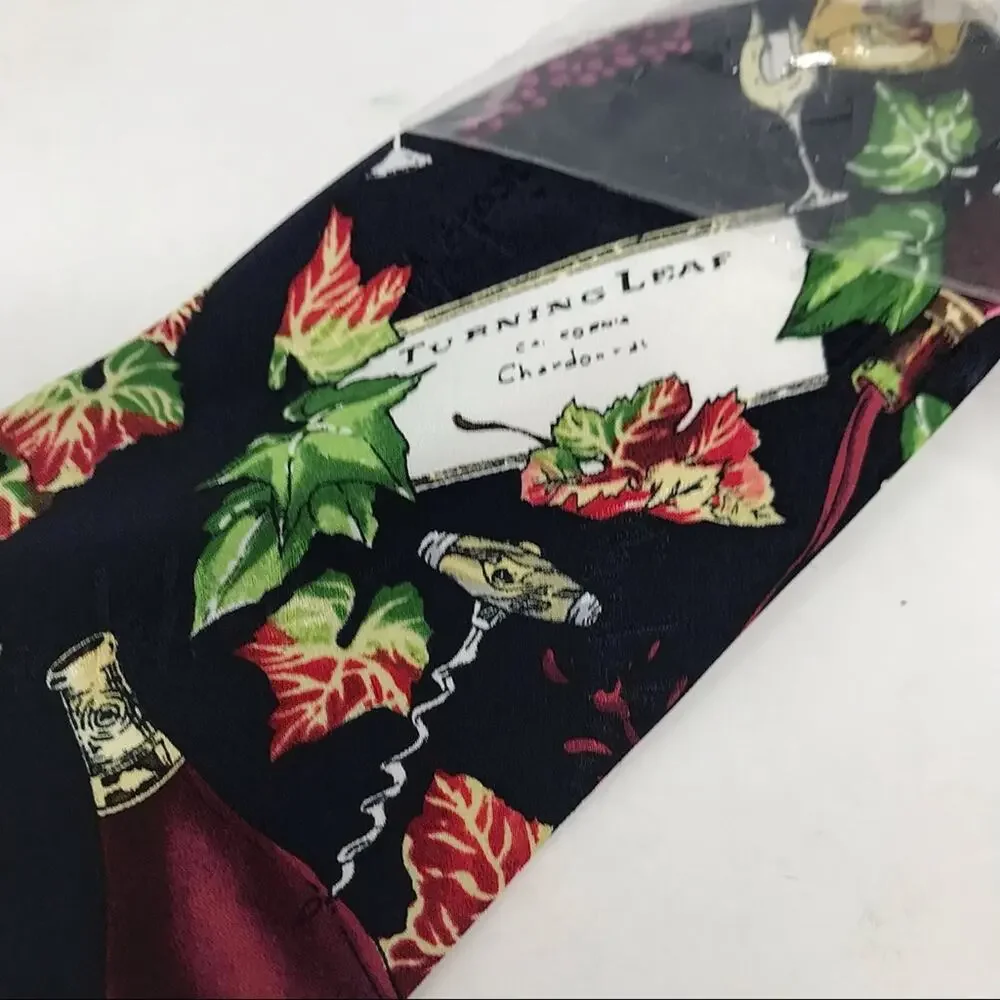 Vintage 1996 Nicole Miller Silk Turning Leaf Wine Winery grapes vino tie 90s new